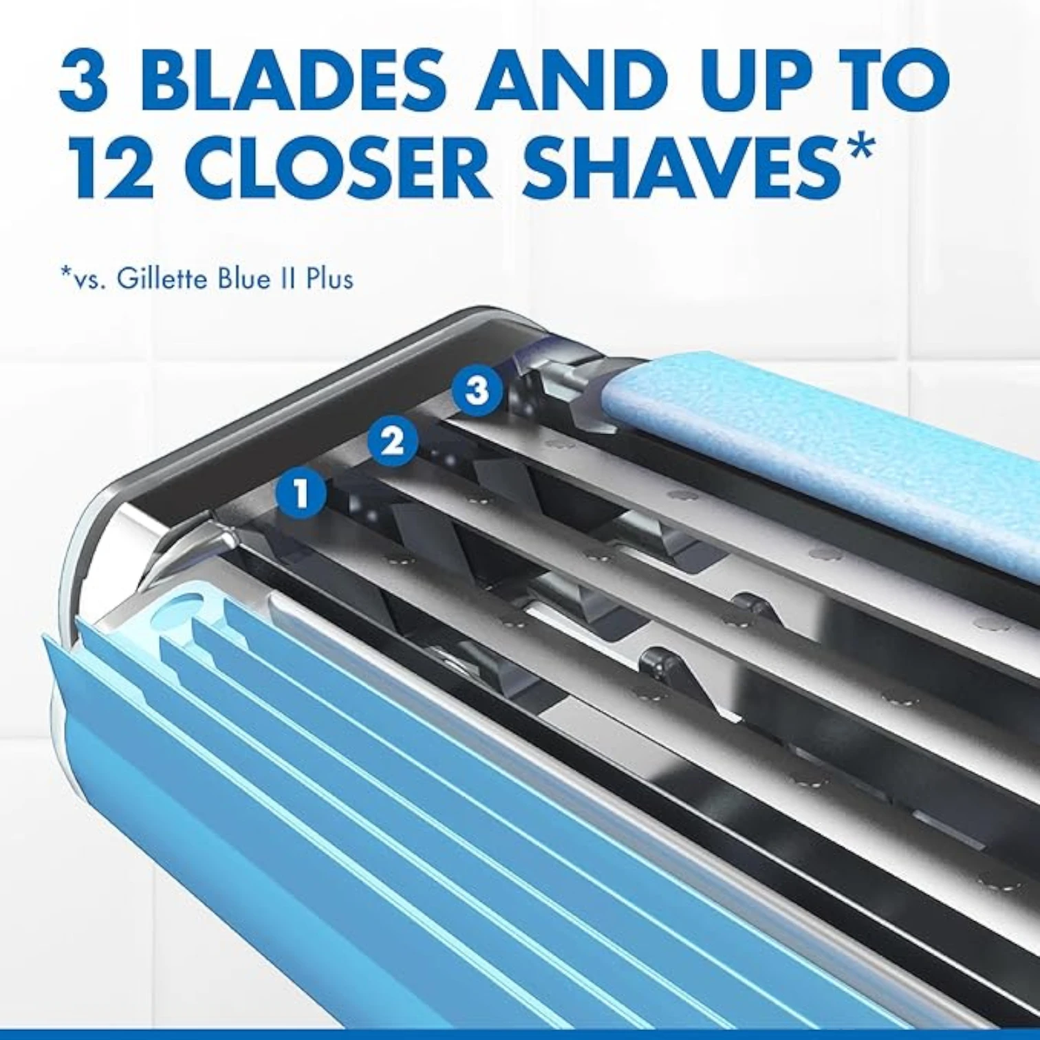 Gillette Blue 3 Cool Disposable Razors for Men – Triple Blade Shaving System with Eucalyptus Lubrastrip, Cooling Fresh Sensation & Up to 36 Closer Shaves – Pack of 3 - Damoo