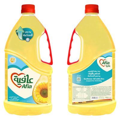 Afia Sunflower Oil with Zinc, Supports Immunity, 100% Pure, 1.5L x 2 Bottles – Healthy Cooking Oil for Everyday Use - Damoo