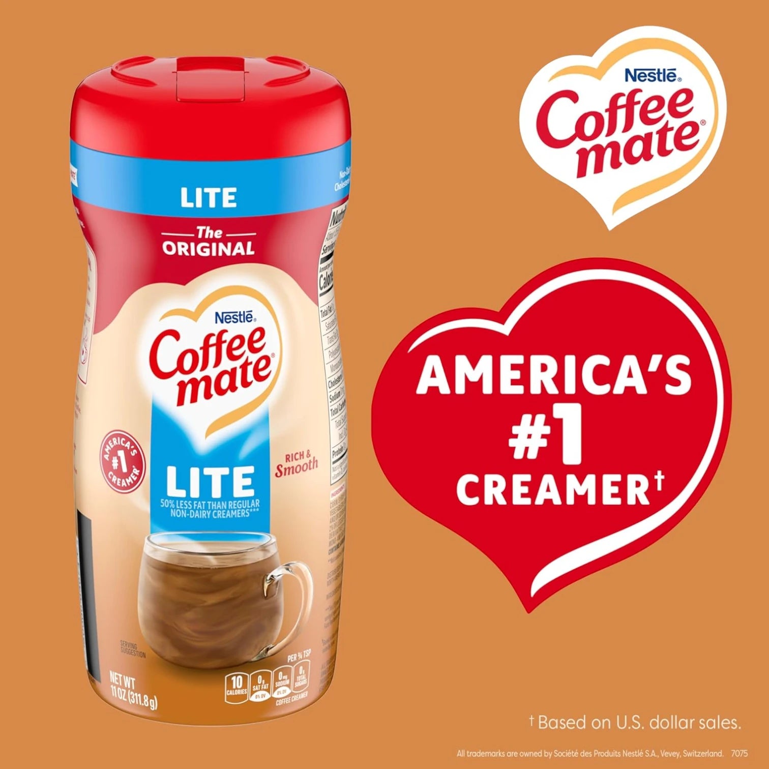 Nestlé Coffee Mate Fat Free Coffee Creamer – 453.5g (16 oz) | Rich & Smooth Non-Dairy Creamer | Low Calorie | Vegetarian - Damoo