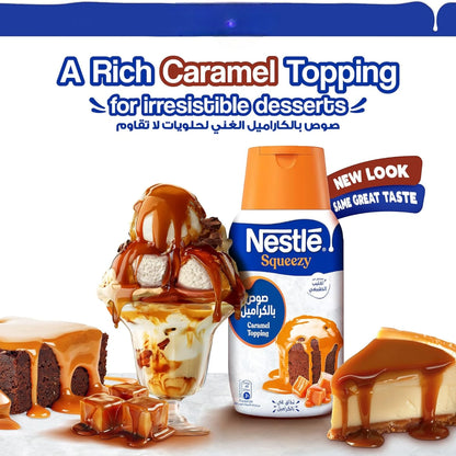 Nestlé Squeezy Caramel Flavored Condensed Milk Topping – 450g | Easy-to-Use No-Spill Squeeze Bottle | Rich, Creamy, & Gluten-Free - Damoo