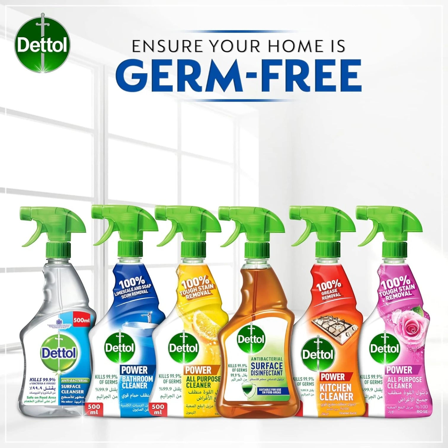 Dettol Bathroom Cleaner Spray – 500ml | Kills 99.9% Germs, Removes Soap Scum & Limescale | Fresh Scent, Anti-Bacterial Cleaner for Bathroom Surfaces - Damoo