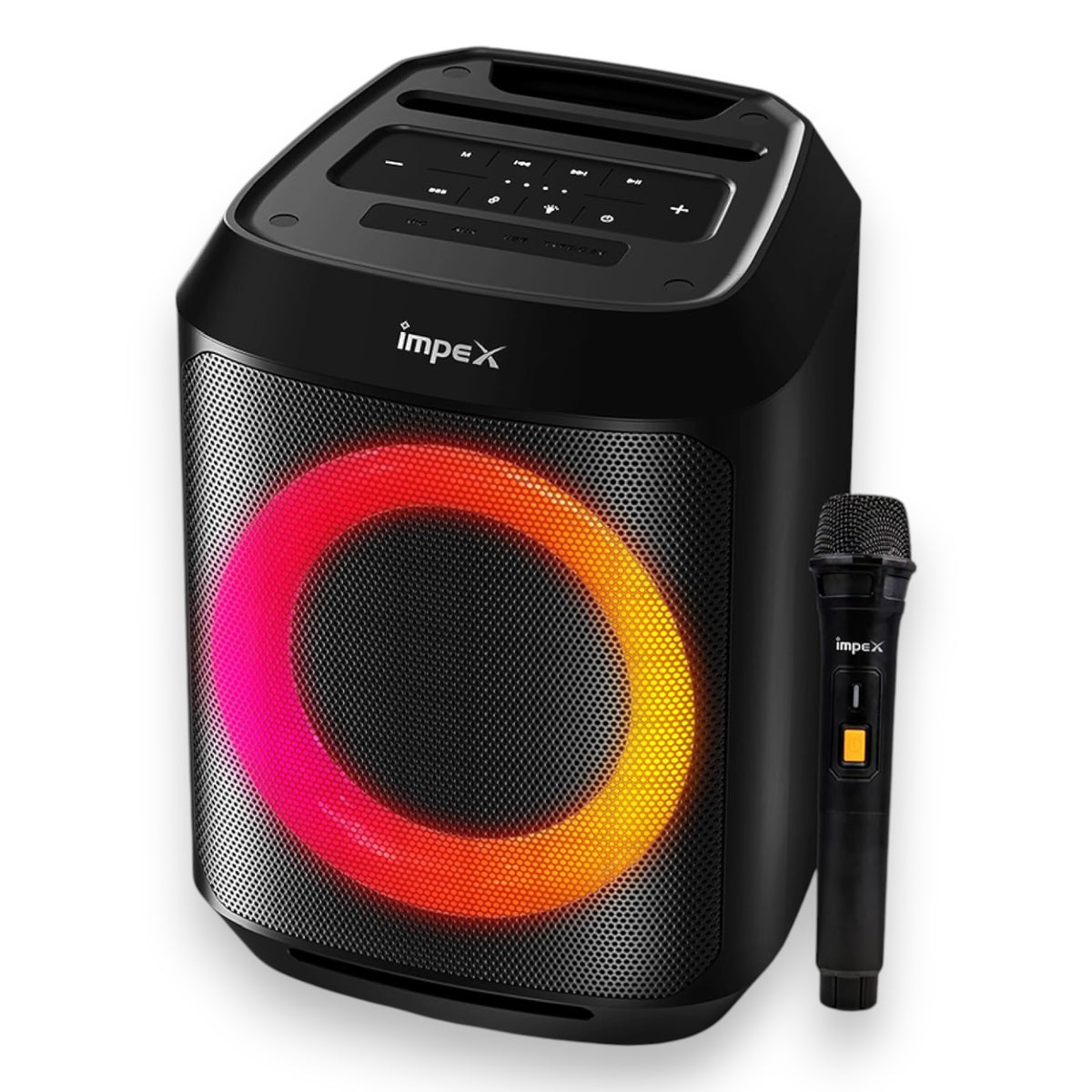 Impex TS 1109 Multimedia Portable Speaker with Wireless Mic | Powerful Bass, Bluetooth Connectivity, RGB LED Lights & Rechargeable Battery | Karaoke, Party & Outdoor Sound System