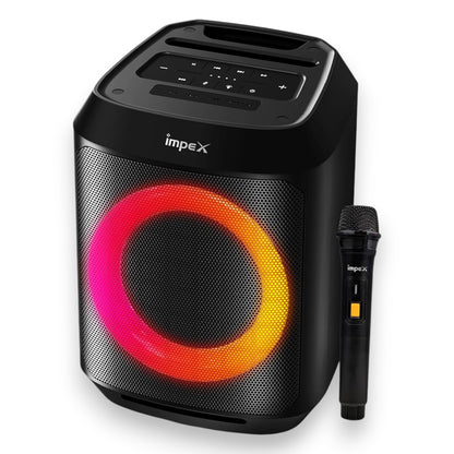 Impex TS 1109 Multimedia Portable Speaker with Wireless Mic | Powerful Bass, Bluetooth Connectivity, RGB LED Lights & Rechargeable Battery | Karaoke, Party & Outdoor Sound System