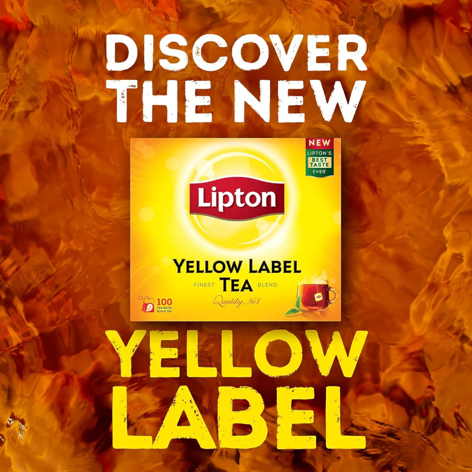 Lipton Yellow Label Black Tea – 200 Teabags | 100% Kenyan Tea Leaves for Bold Flavor & Golden Color | Natural Black Tea with Bright Aroma - Damoo