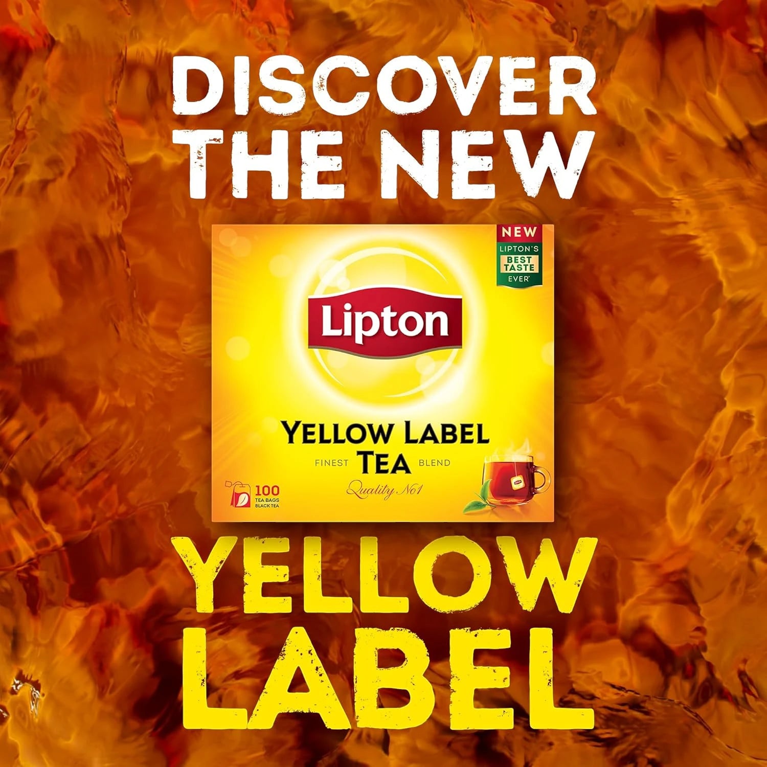 Lipton Yellow Label Black Tea – 100 Teabags | 100% Kenyan Origin | Rich, Bold Flavor with Bright Aroma | Natural & Refreshing | Ideal for Morning Boost & Everyday Hydration | Special Price Pack - Damoo
