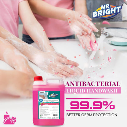 Mr. Bright Antibacterial Hand Wash Refill – Rose Scent – 5L – Skin-Softening, Moisturizing Liquid Soap That Kills 99.9% of Germs - Damoo