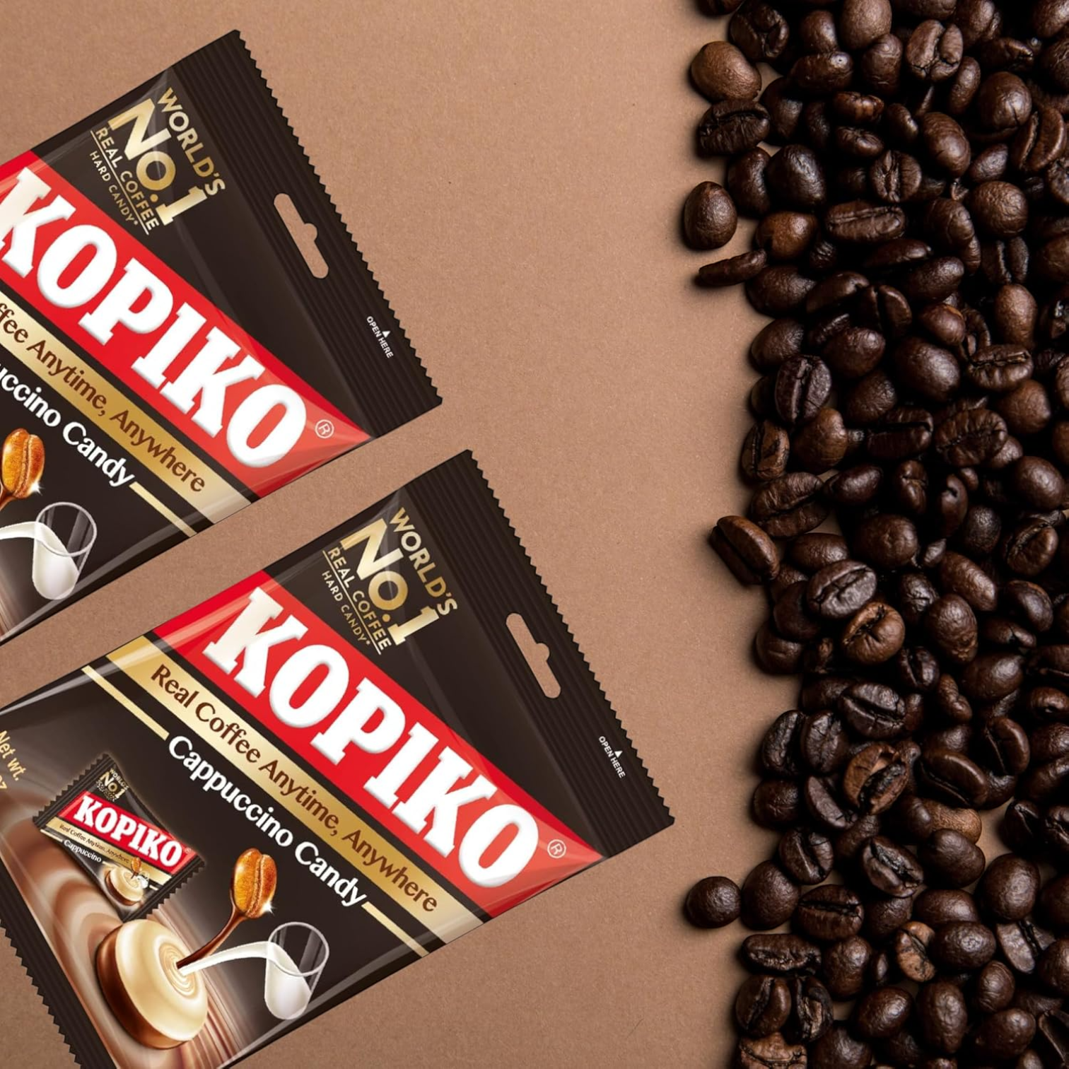 Kopiko Cappuccino Candy Bag – Creamy Coffee Flavored Hard Candy Made with Real Coffee & Milk, Individually Wrapped (140g) - Damoo