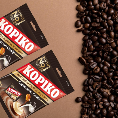 Kopiko Cappuccino Candy Bag – Creamy Coffee Flavored Hard Candy Made with Real Coffee & Milk, Individually Wrapped (140g) - Damoo