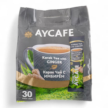 Aycafe Karak Tea with Ginger – 30 Sachets | Instant Ginger Chai Blend with Creamy Flavor & Warming Spice | Easy to Brew, Travel-Friendly - Damoo