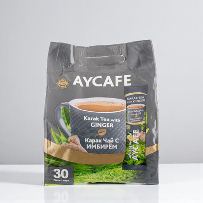 Aycafe Karak Tea with Ginger – 30 Sachets | Instant Ginger Chai Blend with Creamy Flavor & Warming Spice | Easy to Brew, Travel-Friendly - Damoo