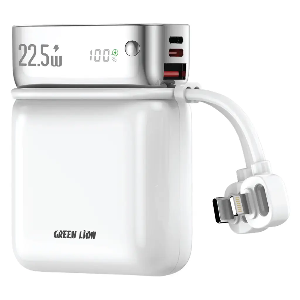 Green Lion DYNO 2 IN 1 10000mAh Power Bank and Power Adapter – Digital Display, Interchangeable UK/EU Plugs, QC 3.0, PD 20W Fast Charging