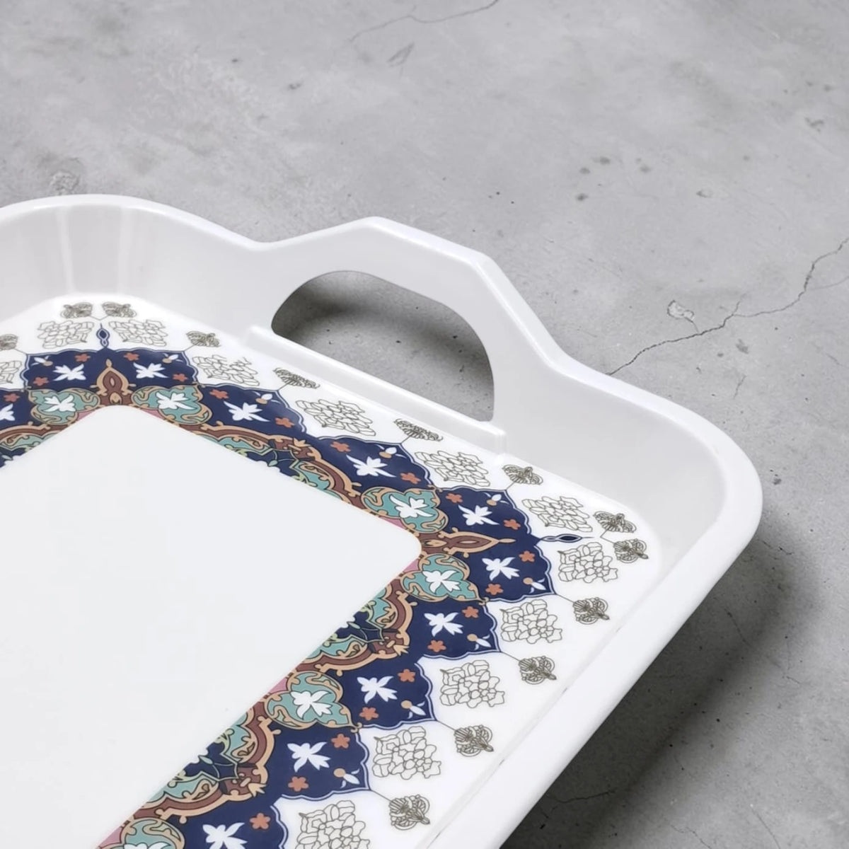 Rectangular Serving Tray with Handles & Decorative Border Design – Multipurpose Tea, Coffee & Food Serving Tray - Damoo