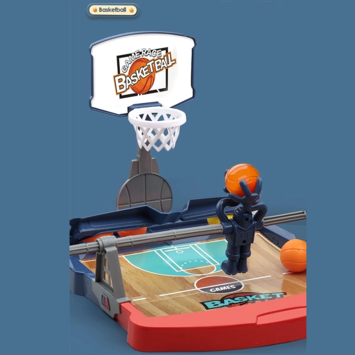 Basketball Toy Table Game – Fun Desktop Mini Basketball Set with Hand Crank, Educational Sports Toy with 5 Balls for Kids