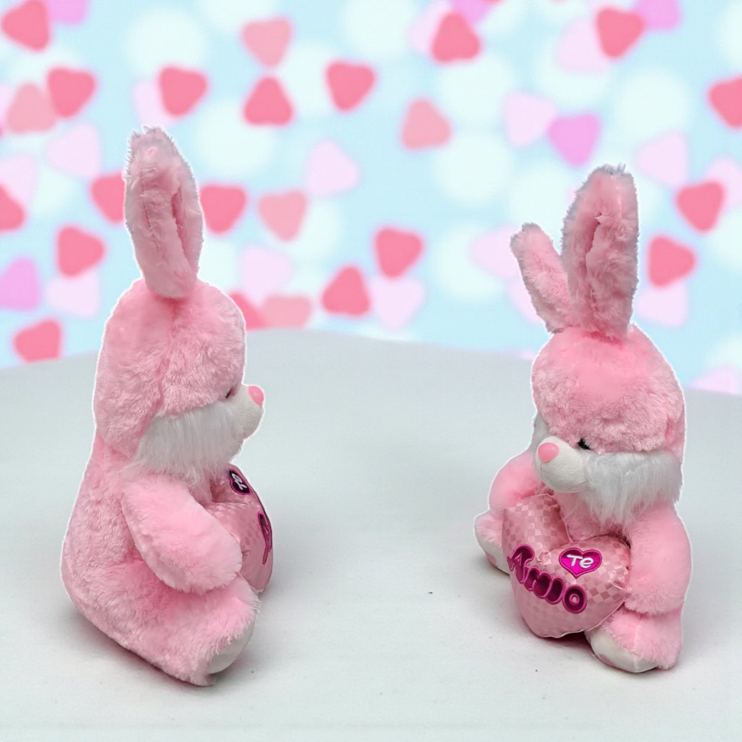 Easter Plush Bunny 54cm Pink & White | Soft Stuffed Rabbit with Colorful Bow | Cute Decorative & Huggable Toy Gift - Damoo