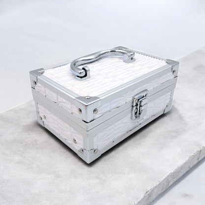 Premium Aluminum Jewelry Storage Box with Mirror & Removable Velvet Organizer – Compact Makeup & Accessories Case (H14cm x W13cm x L18cm) - Damoo