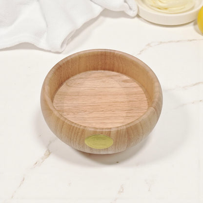 Round Wooden Bowl – Natural Cream Finish Decorative Tray | Handcrafted Wood Organizer for Living Room, Dining Table & Home Décor - Damoo