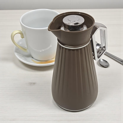 Germax Vacuum Flask Set – Soft Brown & Silver | Elegant Dual Flask Set for Coffee & Tea 1.0L | Premium Insulated Design for Long-Lasting Heat Retention - Damoo