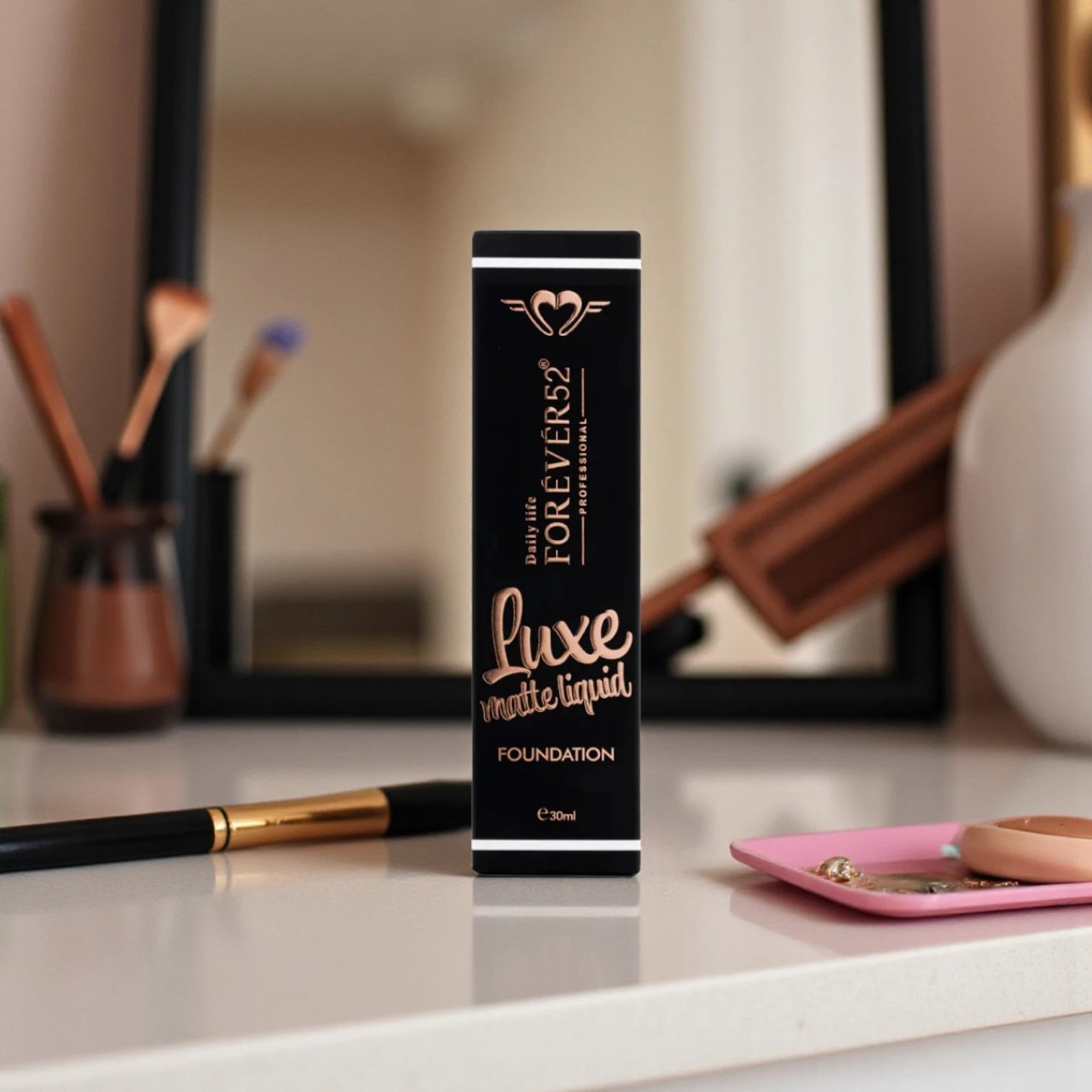 Forever52 Luxe Matte Liquid Foundation – LUX007 Sand Dunes | 30ml Lightweight, Oil-Free, Full Coverage, Waterproof, Sweat & Humidity Resistant, Long-Lasting Matte Finish - Damoo