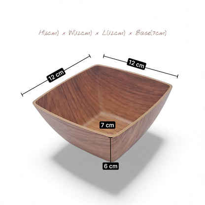 Evelin Square Bowl X-Large – Faux Wood Finish | 7 L Capacity | Durable, Food-Safe Polystyrene | Shatter-Resistant Serving Bowl