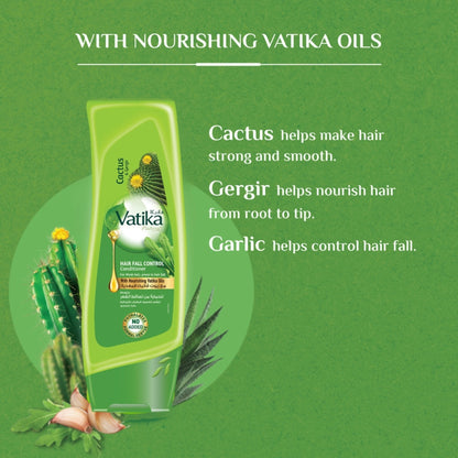 Vatika Hair Fall Control Shampoo – Cactus & Gergery 200 ML | Nourishing Vatika Oils | For Weak Hair