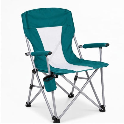 Portable Foldable Outdoor Camping Chair – 94 x 64 x 73 cm | Padded Armrests, Built-In Cup Holder | Folding Leisure Seat for Camping