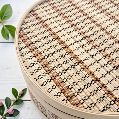 Decorative Handwoven Bamboo Storage Box with Lid – Natural Art Craft Bamboo Box (12.5H x 20L × 20W CM) - Damoo