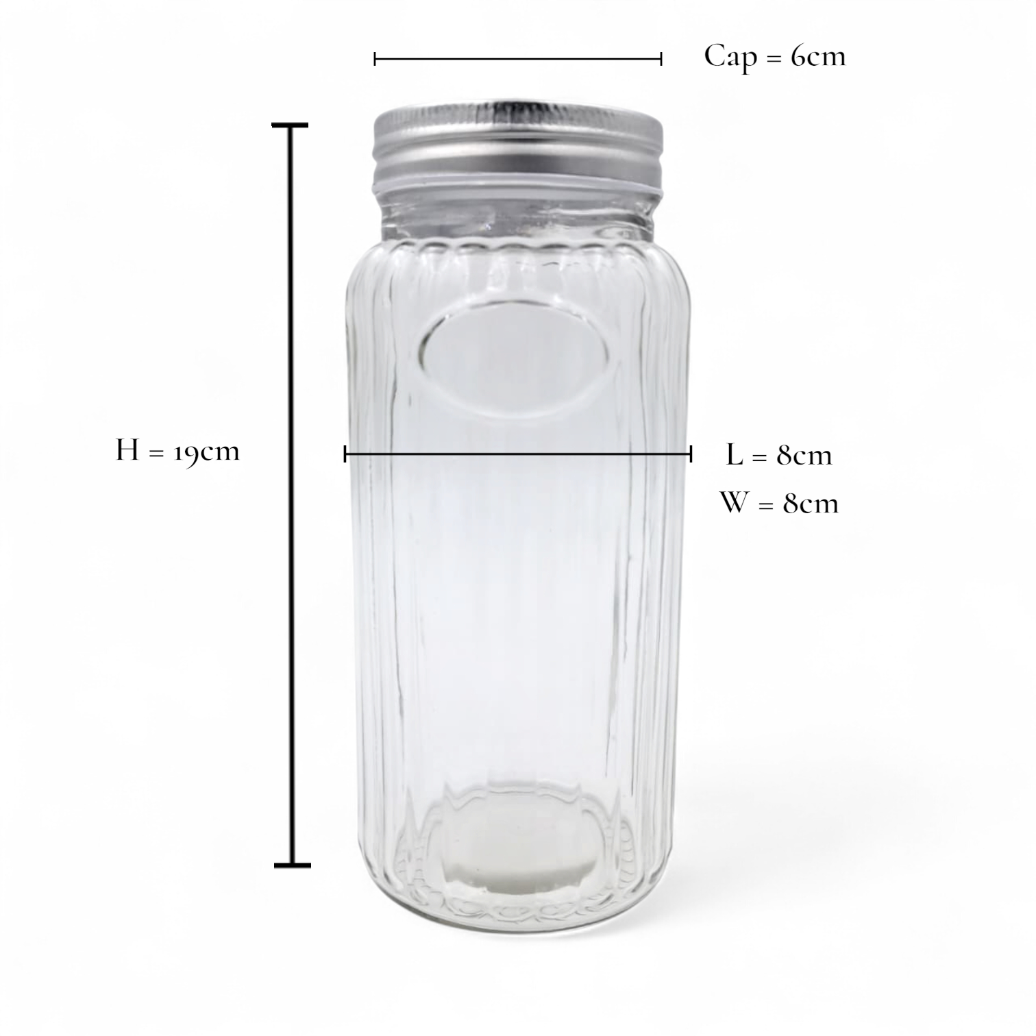 Lord & Lady Glass Jar 500ml with Stainless Steel Lid | Elegant Cut Design Storage Jar for Kitchen, Pantry & Coffee Station | Transparent Food Container for Spices, Grains & Snacks