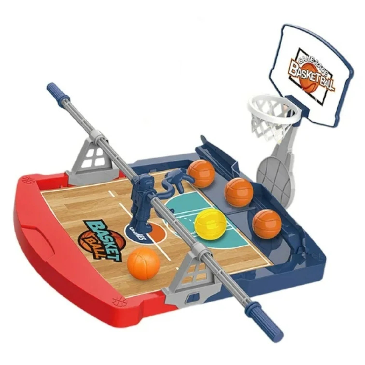 Basketball Toy Table Game – Fun Desktop Mini Basketball Set with Hand Crank, Educational Sports Toy with 5 Balls for Kids