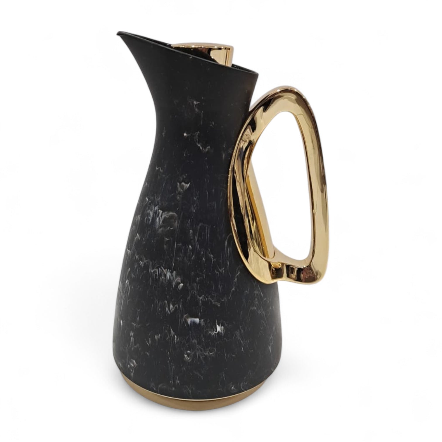 GERMAX Arabic Vacuum Flask 1.0L – Black flask Golden Lid | Premium PP Plastic Thermo Coffee & Tea Pot | Keeps Drinks Hot for 12 Hours & Cold for 24 Hours - Damoo