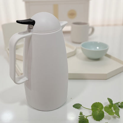 White Tea Thermos 1L – Elegant Arabic Calligraphy Design | Insulated Flask for Hot & Cold Beverages | Modern Minimalist Style - Damoo