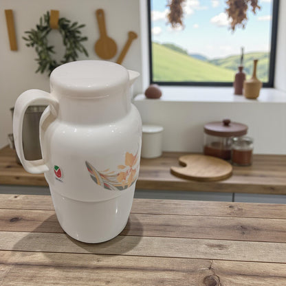 Insulated Vacuum Jug 2.2L – Floral-design | Premium Plastic Thermos Flask with Q100 Glass Insert | German-Made Double-Wall Design for Excellent Heat Retention - Damoo