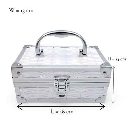 Premium Aluminum Jewelry Storage Box with Mirror & Removable Velvet Organizer – Compact Makeup & Accessories Case (H14cm x W13cm x L18cm) - Damoo