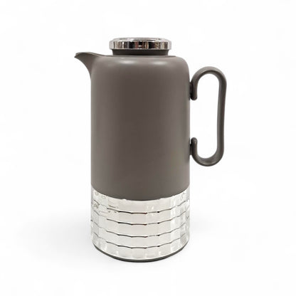 GERMAX Original Modern Matte Vacuum Flask 1L – Premium Gold & Silver Base Thermos | Double-Wall Insulated | 12H Heat / 24H Cold | Arabic Coffee & Tea Pot - Damoo