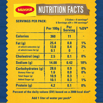 Maggi Chicken Low Salt Stock with Herbs Bouillon Cubes – 432g Box | 30% Less Salt, Natural Chicken Flavor with Herbs & Spices, No Preservatives or Artificial Flavors - Damoo