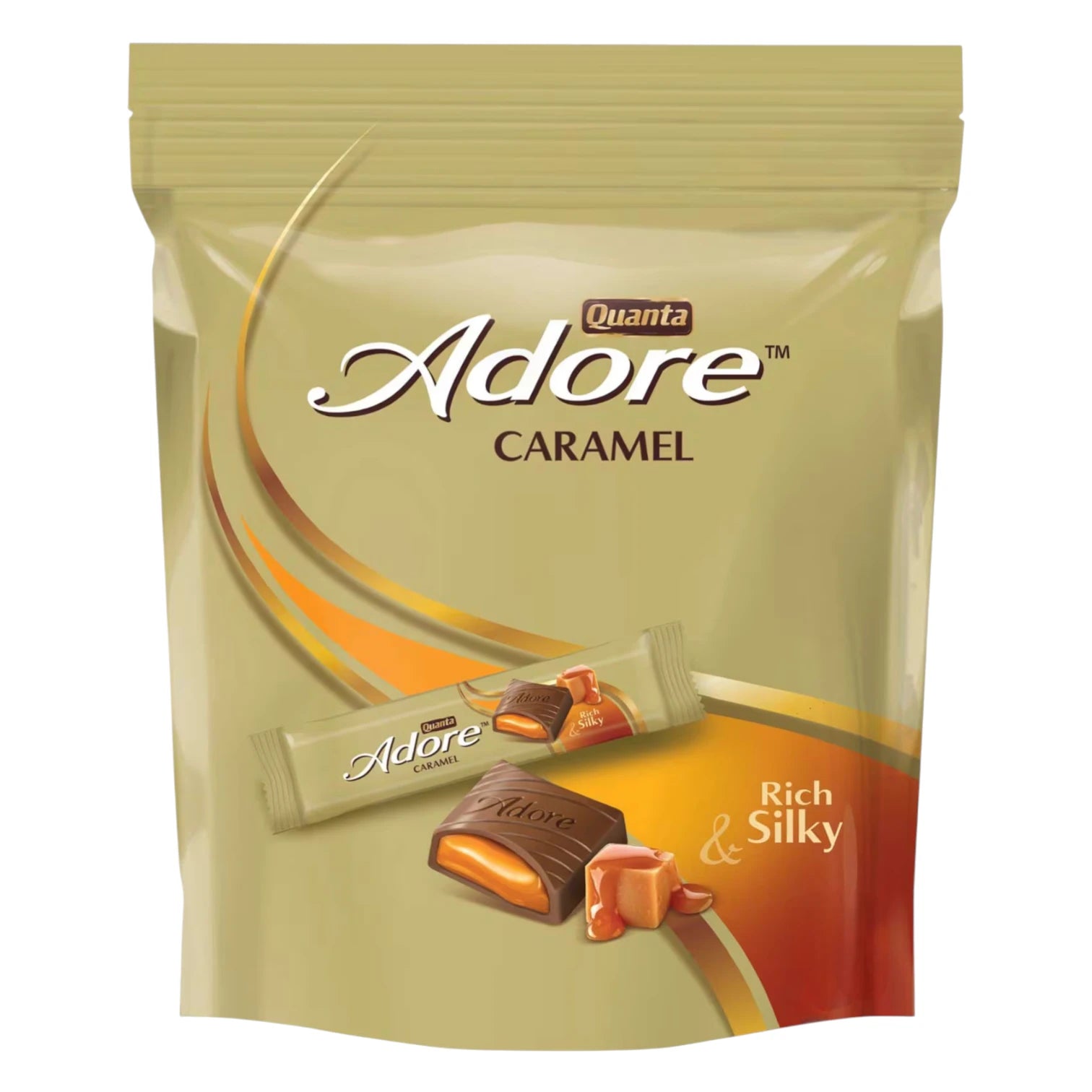 Quanta Adore Caramel Filled Milk Chocolate – Rich & Silky Caramel Bites, 243g Resealable Pouch - Damoo