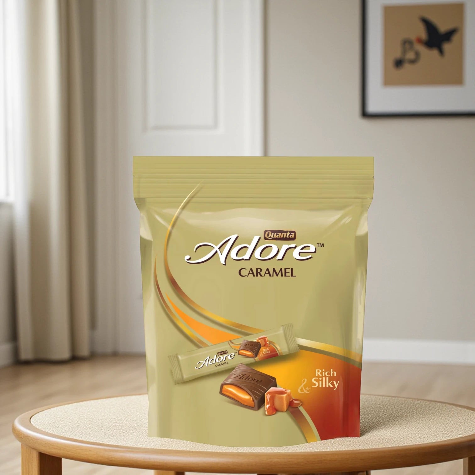 Quanta Adore Caramel Filled Milk Chocolate – Rich & Silky Caramel Bites, 243g Resealable Pouch - Damoo