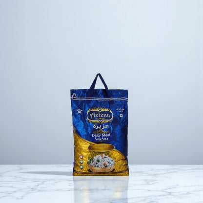AZIZAA Daily Meal Basmati Rice – 5kg Bag | Premium Long-Grain Rice, 99% Fat-Free, Gluten-Free & Cholesterol-Free - Damoo