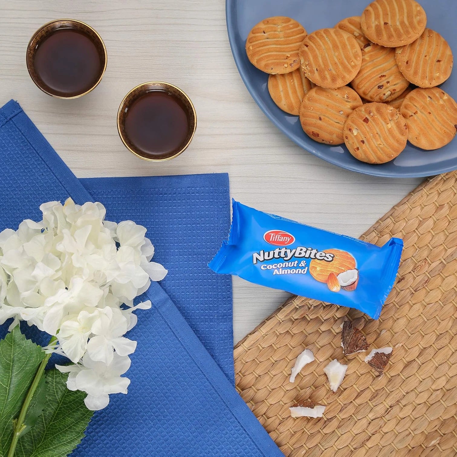 Tiffany Nutty Bites Coconut Almond – 8 x 72g | Crunchy Cookies with Toasted Coconut & Roasted Almonds – Perfect Tea Time Snack - Damoo