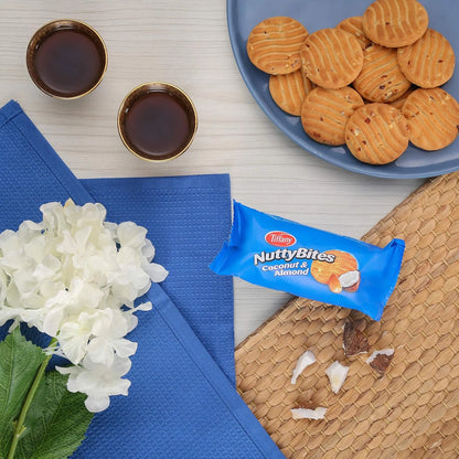 Tiffany Nutty Bites Coconut Almond – 8 x 72g | Crunchy Cookies with Toasted Coconut & Roasted Almonds – Perfect Tea Time Snack - Damoo