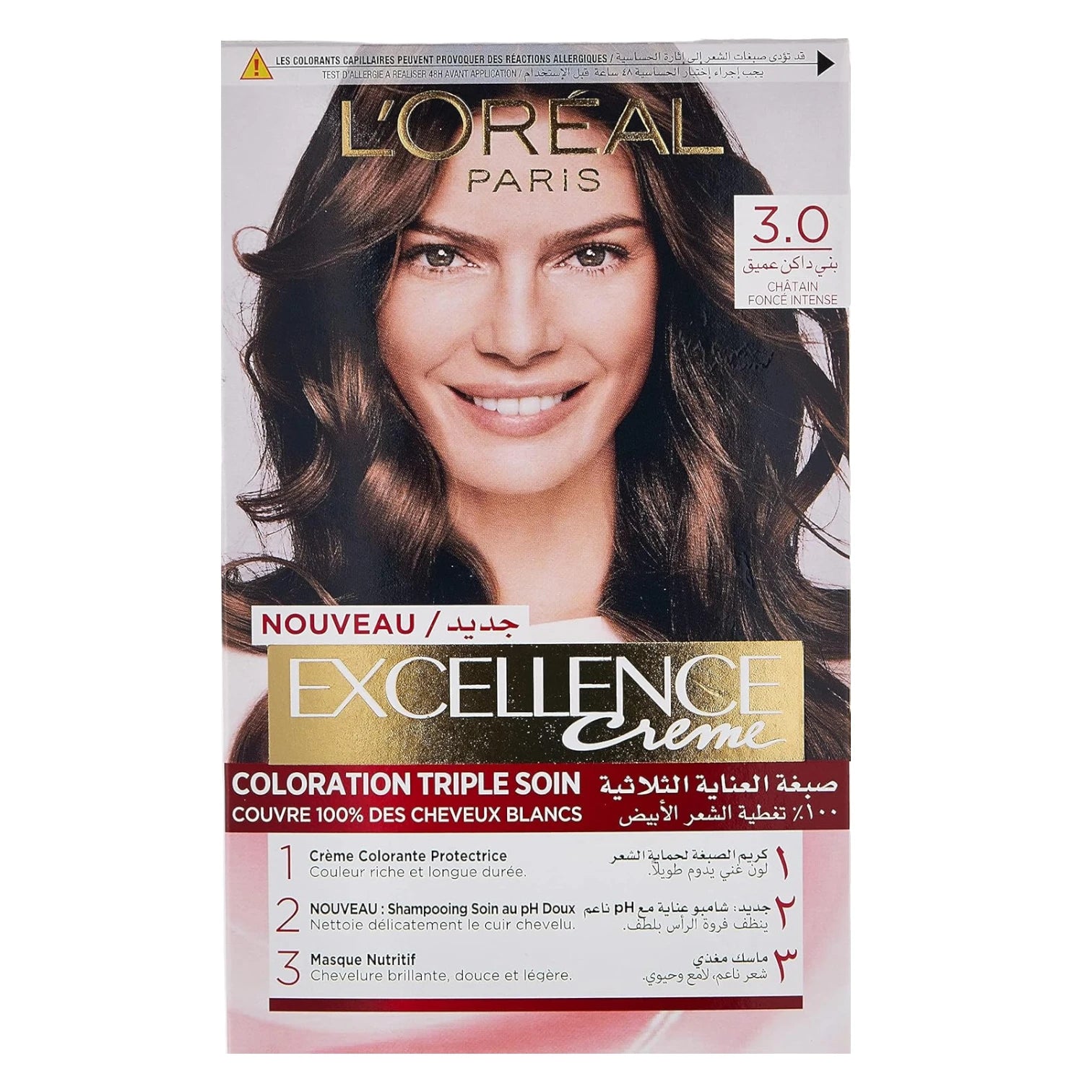 L’Oréal Paris Excellence Creme 3.0 Brown Black – Permanent Hair Color with Triple Care Formula | 100% Grey Coverage, Nourishing Cream, Scalp-Friendly Hair Dye - Damoo