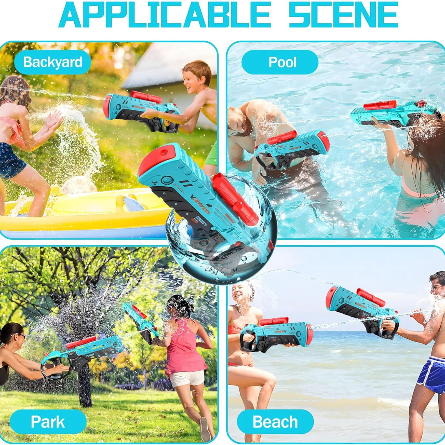 Electric Water Gun Blaster – Automatic Long-Range High-Power Squirt Gun, Rechargeable Outdoor Pool & Beach Toy for Kids and Adults, Summer Party Electronic Water Shooter