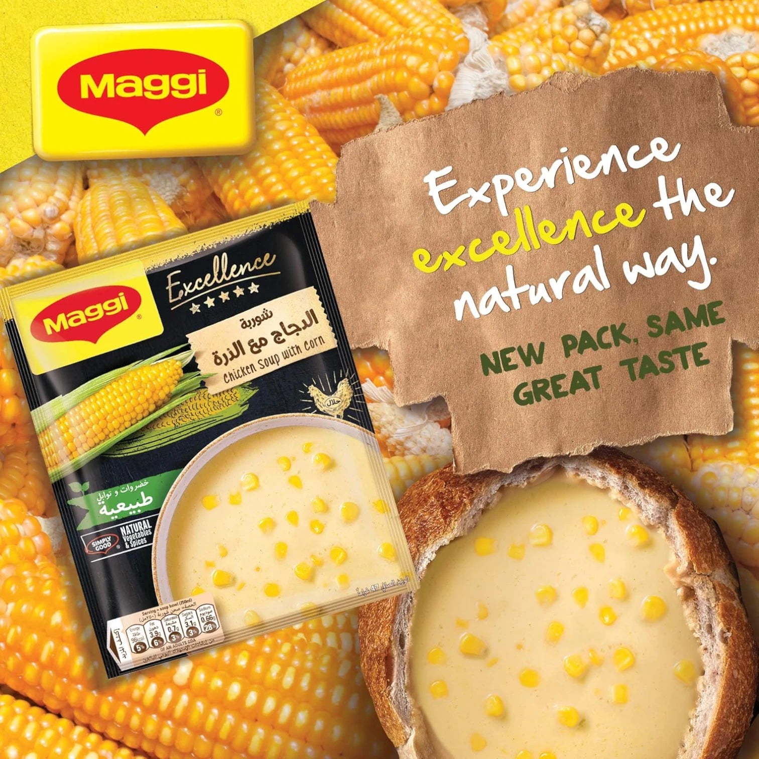 Maggi Excellence Chicken Soup with Corn 47g – Rich, Aromatic & Protein-Rich | Halal Certified & Preservative-Free - Damoo