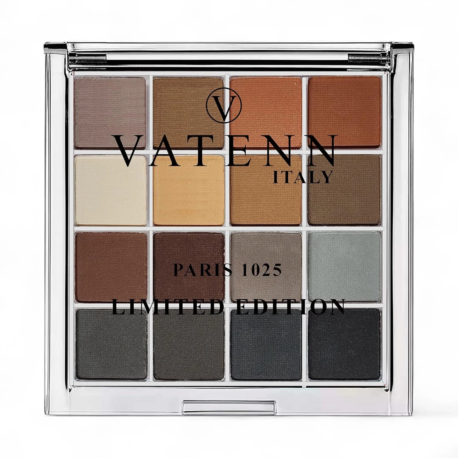 Vatenn Italy Limited Edition Eyeshadow Palette – 15 Highly Pigmented Matte & Shimmer Shades – Paris 1025 Smoky Neutral Tones – Long-Lasting Blendable Eye Makeup - Damoo