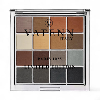 Vatenn Italy Limited Edition Eyeshadow Palette – 15 Highly Pigmented Matte & Shimmer Shades – Paris 1025 Smoky Neutral Tones – Long-Lasting Blendable Eye Makeup - Damoo