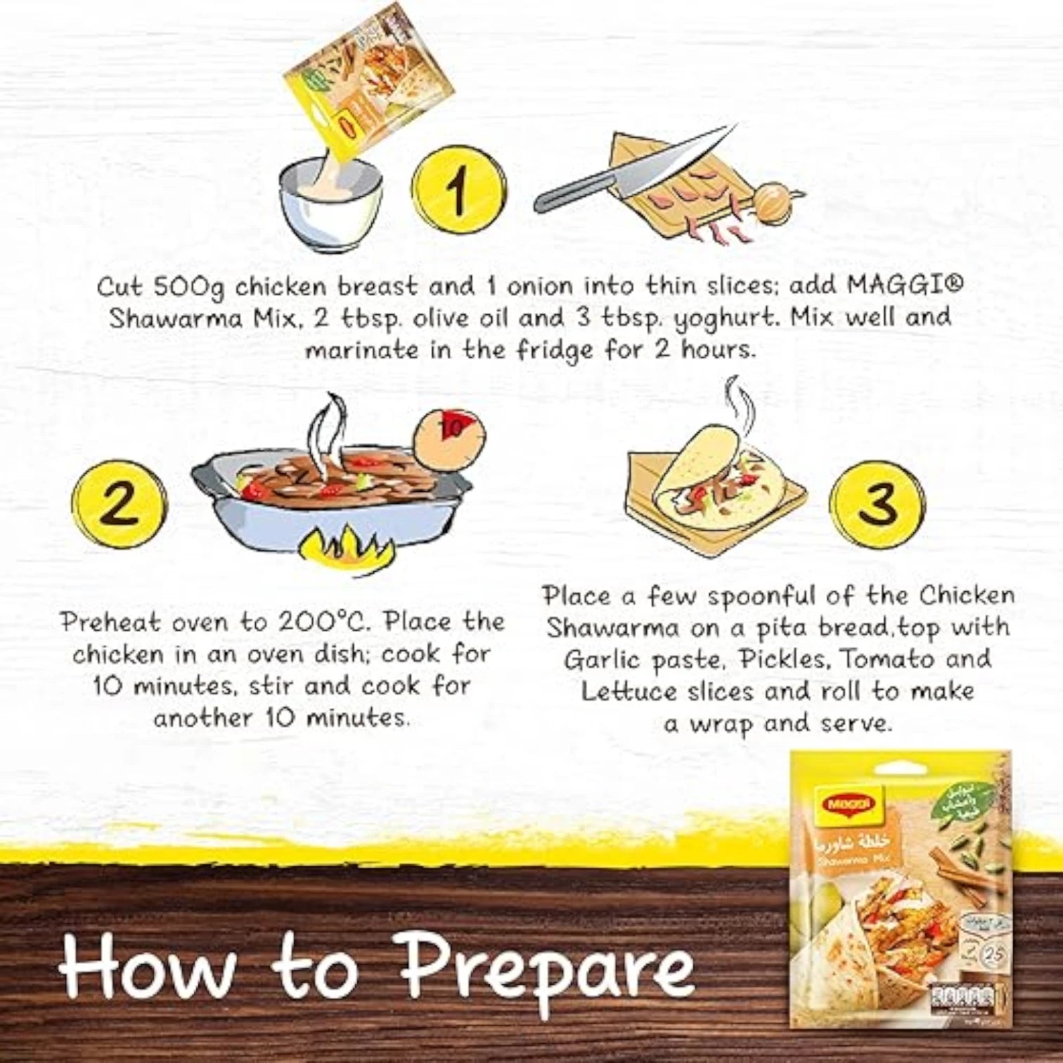 Maggi Shawarma Cooking Mix Sachet 40g – Authentic Middle Eastern Flavor Made Easy | No Preservatives, No Artificial Additives - Damoo