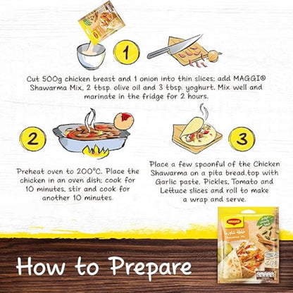 Maggi Shawarma Cooking Mix Sachet 40g – Authentic Middle Eastern Flavor Made Easy | No Preservatives, No Artificial Additives - Damoo
