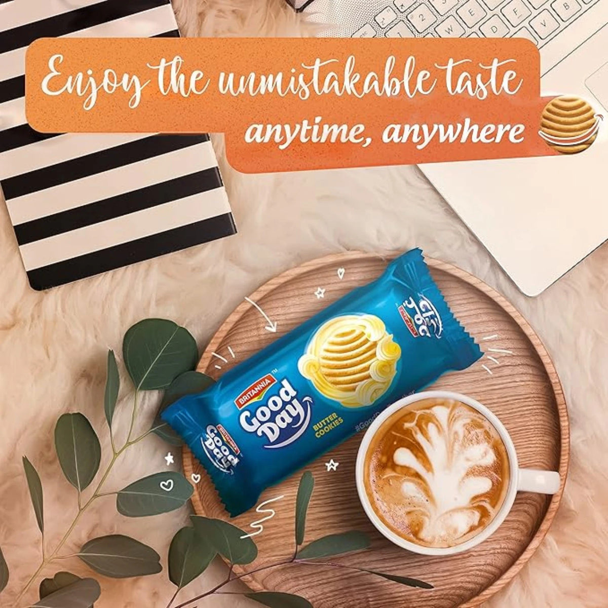 Britannia Good Day Butter Cookies Multipack 8 x 72g – Crispy Butter Biscuits with Rich Flavor – Perfect Snack for Tea Time & Lunchboxes - Damoo