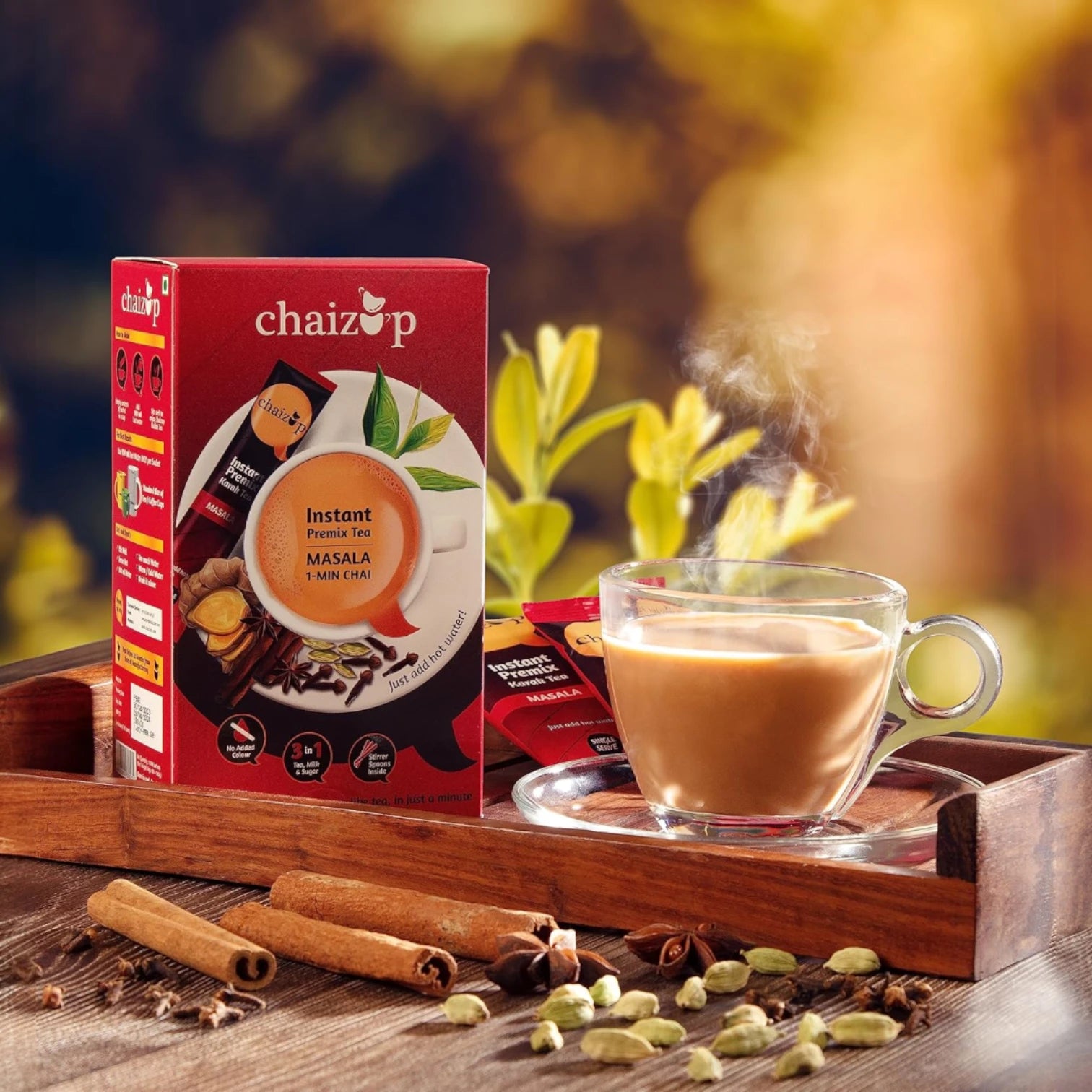 Chaizup Instant Masala Tea Premix – 10 Sachets | Authentic Indian Chai with Spices | 1-Min Easy Brew | Travel-Friendly, 200g - Damoo