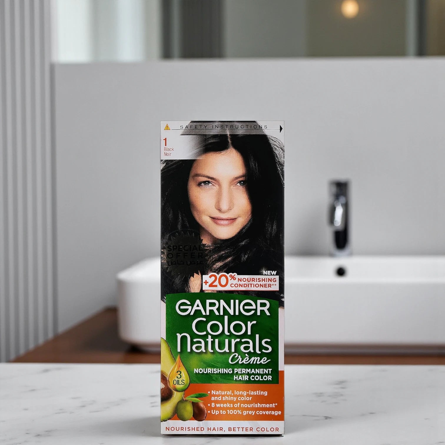 Garnier Color Naturals Crème Hair Color – Shade 1 Black | Nourishing Permanent Hair Dye with 3 Oils – 100% Grey Coverage  Intense Black Color with Deep Nourishment – For Silky, Shiny, & Healthy Hair - Damoo
