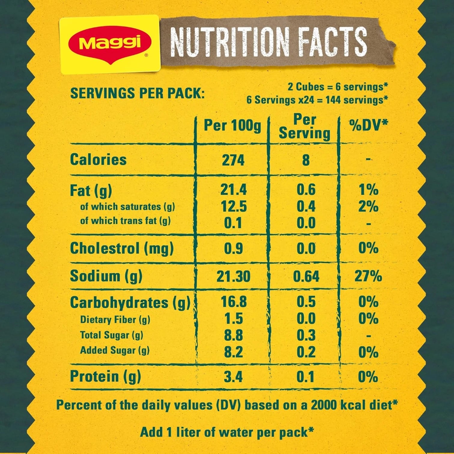 Maggi Vegetable and Onion Stock Bouillon Cubes – 423g Box (18g Cube x 24 pcs) | Natural Herbs & Spices, No Preservatives or Artificial Flavors - Damoo